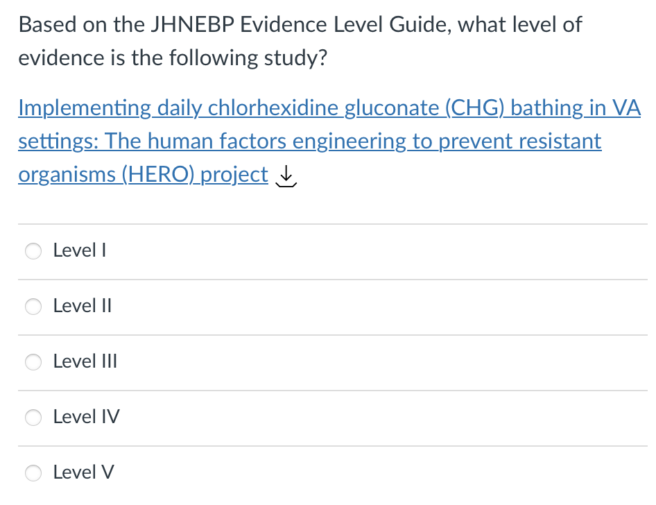 Based On The Jhnebp Evidence Level Guide What Lev Solvely