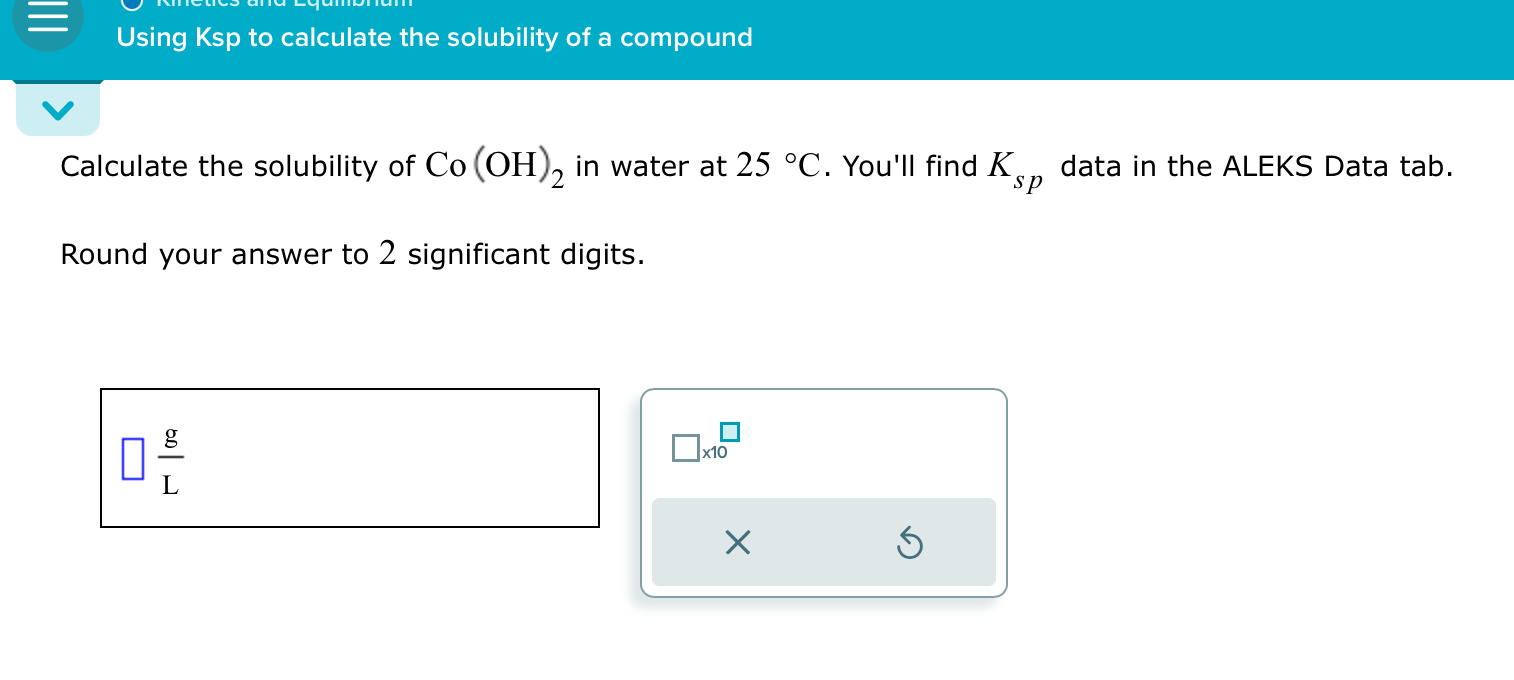 Using Ksp To Calculate The Solubility Of A Co Solvely