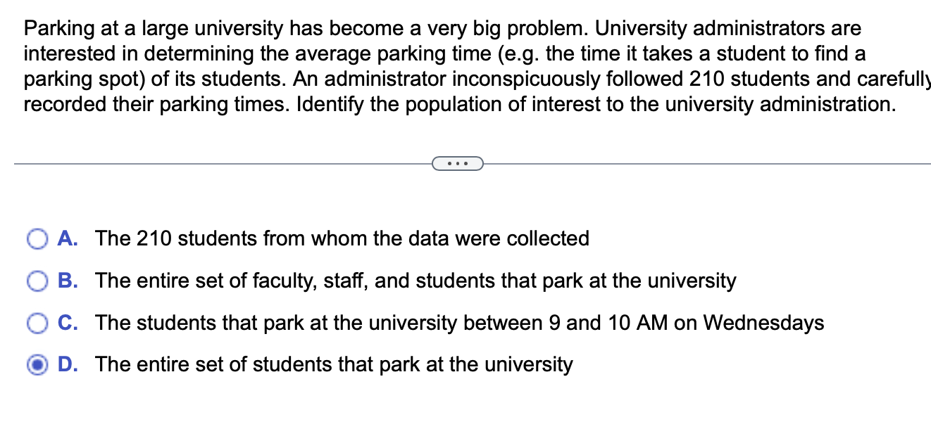 Parking at a large university has a ve Solvely