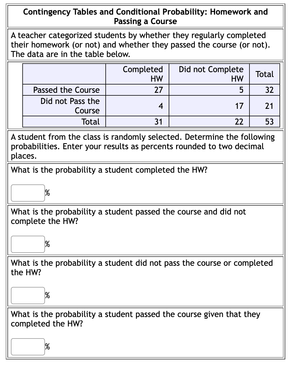 Contingency Tables and Conditional Probability: Ho | Solvely